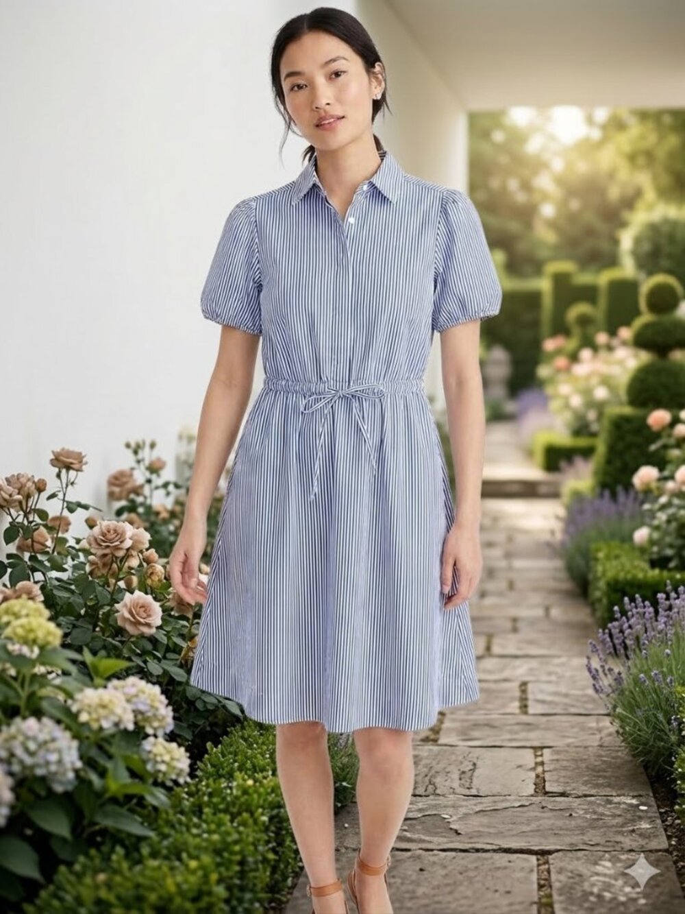 J Crew Factory blue & white striped dress, size 0